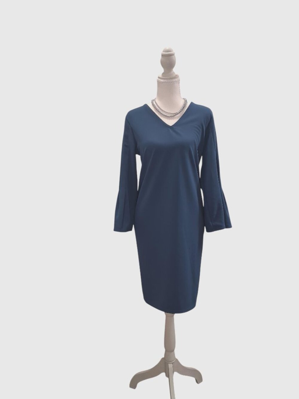 Banana Republic Teal Blue V-Neck Flare Sleeve Midi Dress Size S